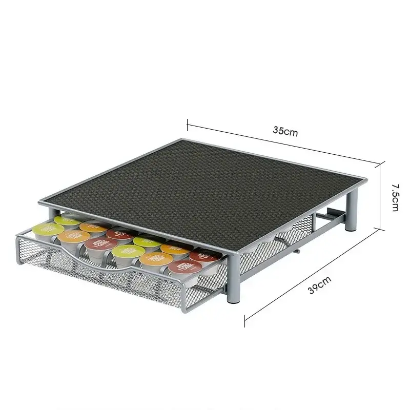 Coffee Capsule Storage Rack Carbon Steel Storage Drawer Coffee Machine Base Drawer Storage Shelf Desktop Tea Bag Storage Box
