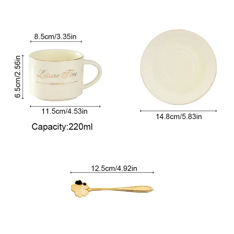 Nordic Style Letter Ceramics mug Creative design Coffee Cup with Saucer & Spoon Latte Breakfast Milk Cup Office Home Water cup