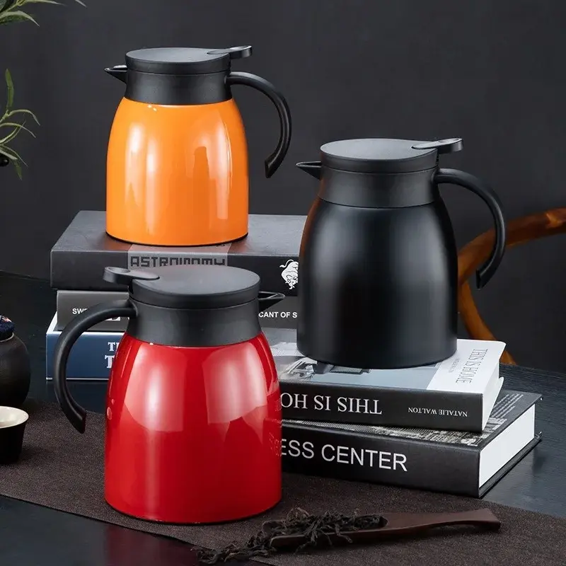 1200ml Thermos Tea Pot 304 Stainless Steel Large Capacity Coffee Tea Kettle with Tea-strainer Home Office Brewing Teapot
