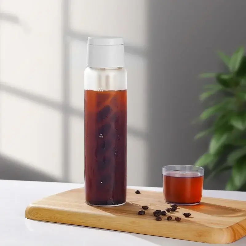 Coffee Cold Brew Pot Brewer Frosted Glass Coffee Cold Brew Pot Built-in Filter Filter Coffee Cold Brew Bottle with Brush