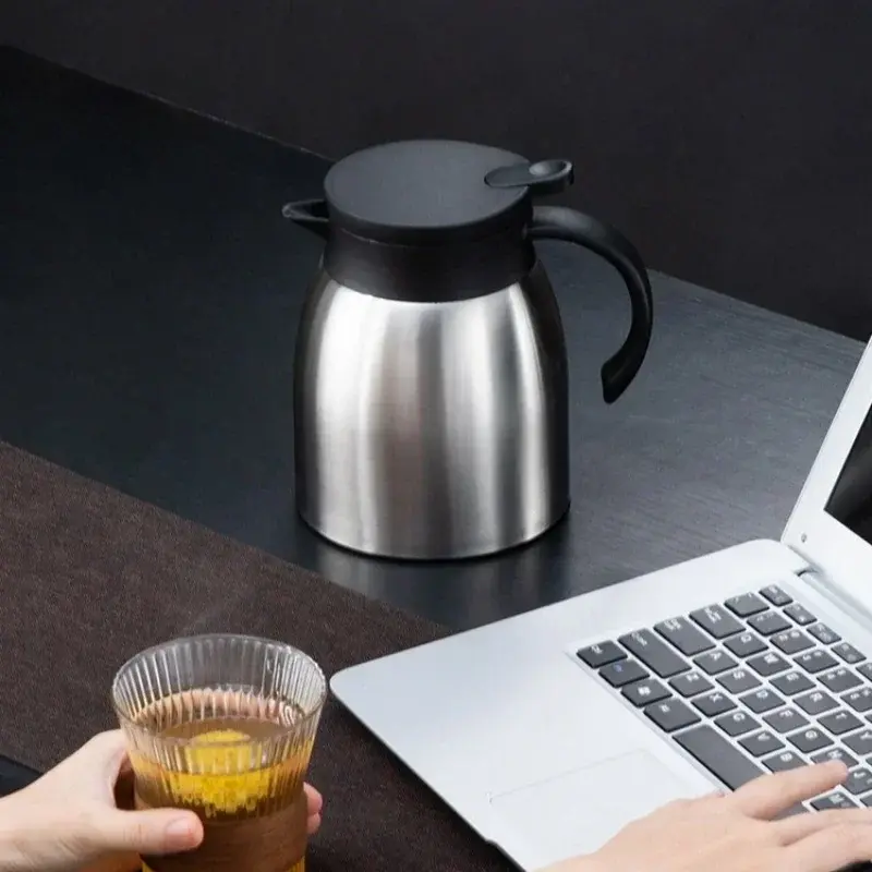 1200ml Thermos Tea Pot 304 Stainless Steel Large Capacity Coffee Tea Kettle with Tea-strainer Home Office Brewing Teapot