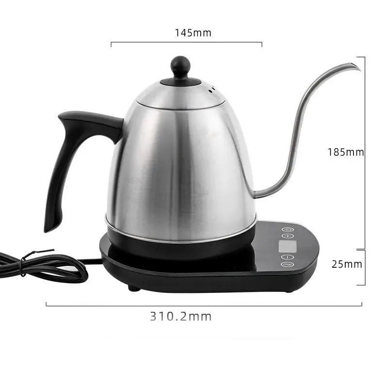 Gooseneck Hand Brew Coffee Pot Thermo Pot Smart Temperature Control Pot Stainless Steel Drip Coffee Brewing Rapid Heating Kettle