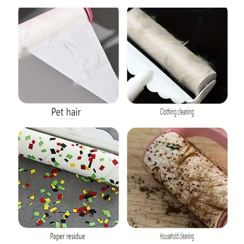 40/60pcs Disposable Tear Sticky Roller Pet Drum Type Hair Cleaning Clothes Hair Removal Brush Dust Removal Brush Cleaning Tool