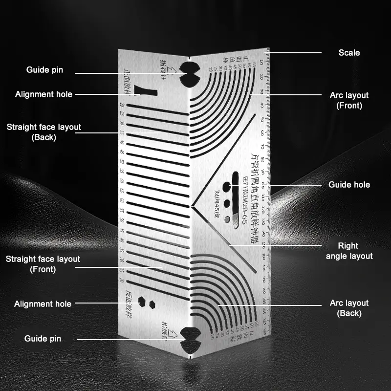 Multi-size 90° Arc Angle Marking Ruler Home Line Drawing Measuring Tool Cutting Aid Linear Tool Angle Ruler Line Ruler Tool