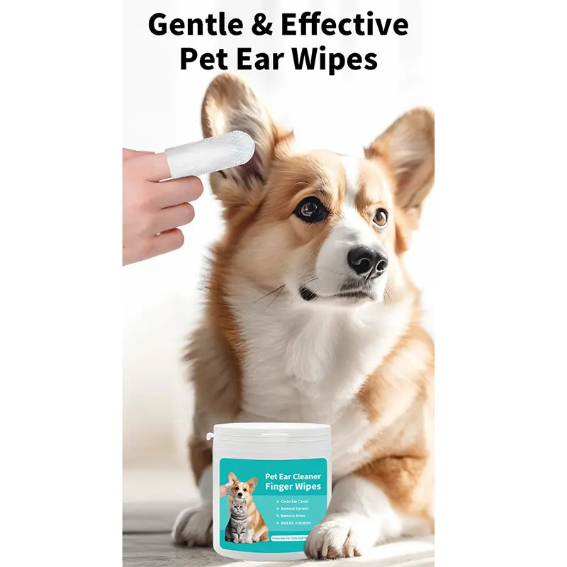 50pcs Pet Ear Cleaning Wipes Disposable Ear Care Finger Cots Wet Wipes Convenient Pet Ear Tear Stains Foot Cleaning Wet Wipes