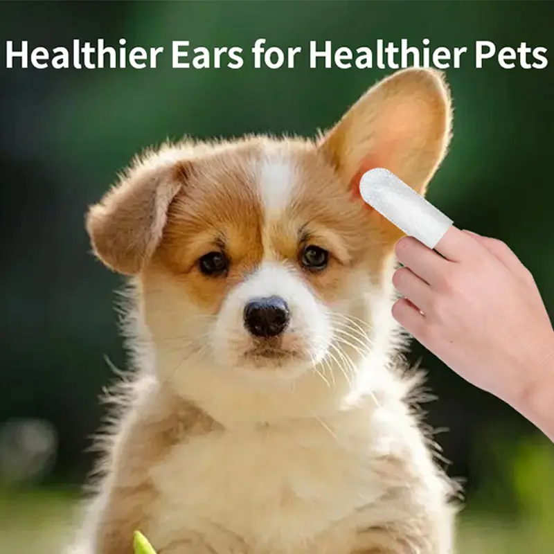 50pcs Pet Ear Cleaning Wipes Disposable Ear Care Finger Cots Wet Wipes Convenient Pet Ear Tear Stains Foot Cleaning Wet Wipes