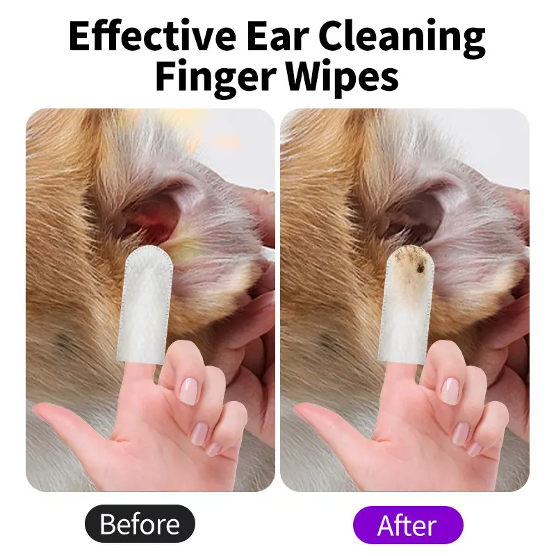 50pcs Pet Ear Cleaning Wipes Disposable Ear Care Finger Cots Wet Wipes Convenient Pet Ear Tear Stains Foot Cleaning Wet Wipes