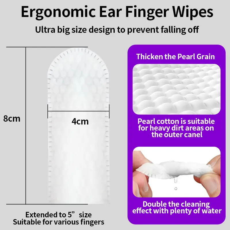 50pcs Pet Ear Cleaning Wipes Disposable Ear Care Finger Cots Wet Wipes Convenient Pet Ear Tear Stains Foot Cleaning Wet Wipes