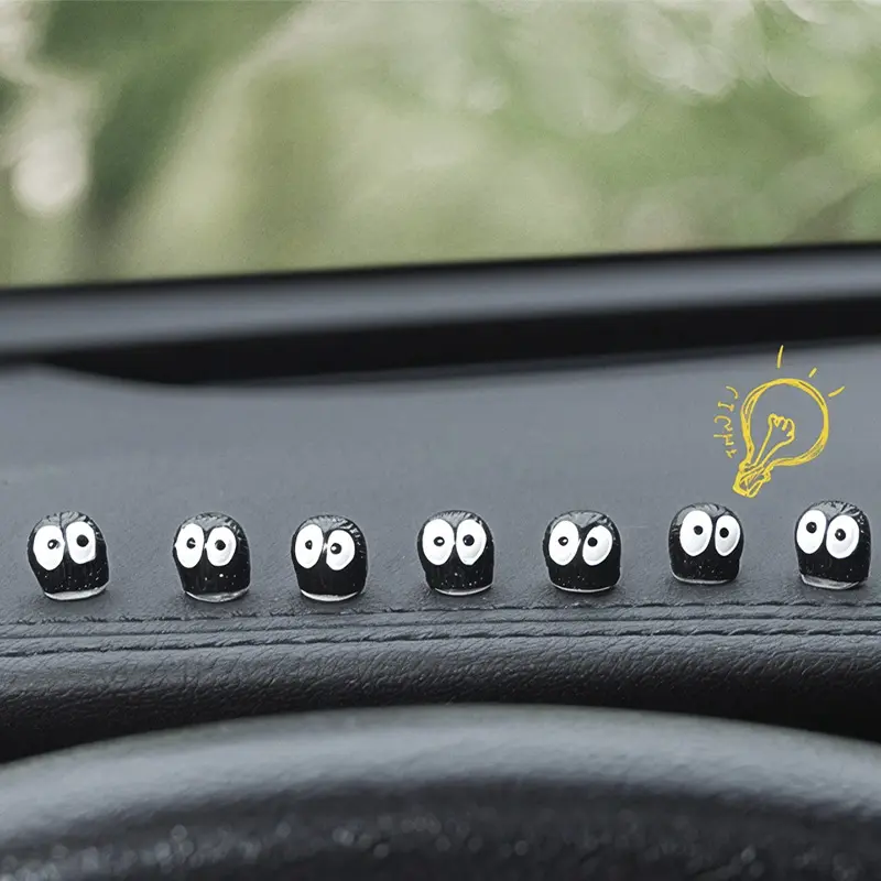 Cute Little Coal Ball Black Elf Car Center Console Decor Car Interior Rearview Mirror Funny Ornament Electric Car Accessories