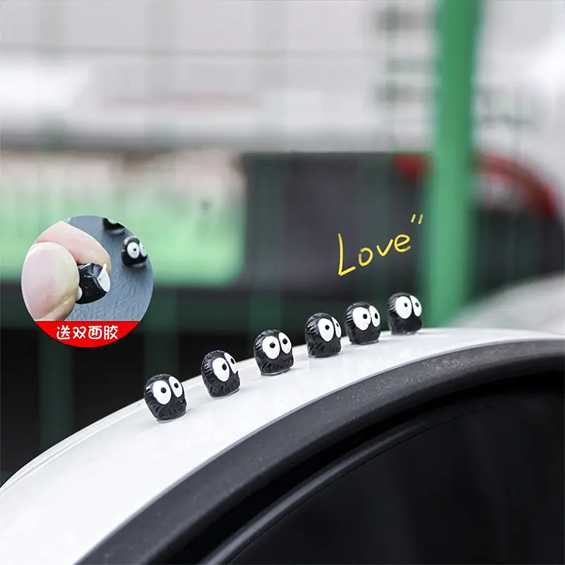 Cute Little Coal Ball Black Elf Car Center Console Decor Car Interior Rearview Mirror Funny Ornament Electric Car Accessories