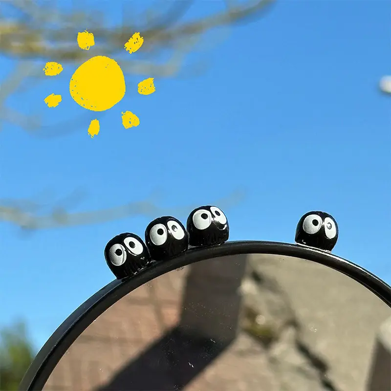 Cute Little Coal Ball Black Elf Car Center Console Decor Car Interior Rearview Mirror Funny Ornament Electric Car Accessories