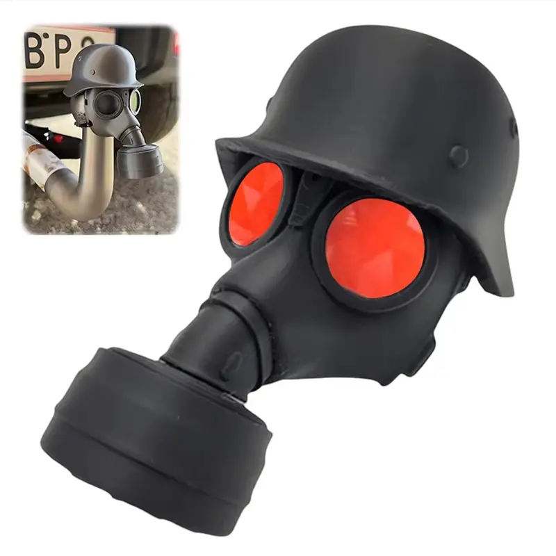 3D Printed Trailer Hitch Ball Cover With Steel Helmet And Gas Mask Trailer Hitch Cover Prevent Dust Plug Cover Car Accessories