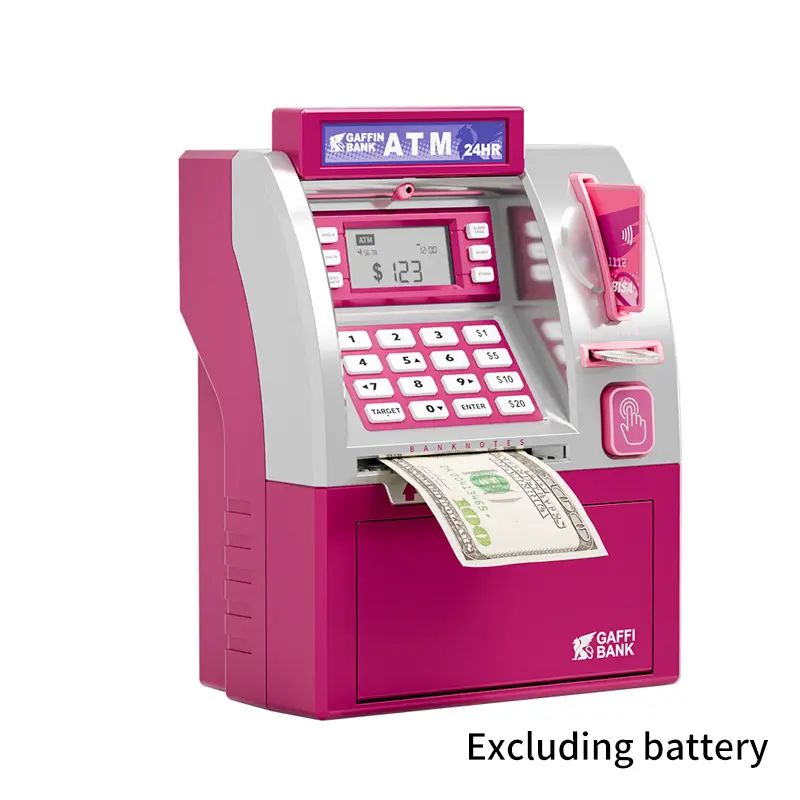 Large Capacity ATM Automatic Teller Machine Piggy Bank Coin Cash Bank Card Savings Box Password Counter Key Lock Safe Kids Gifts
