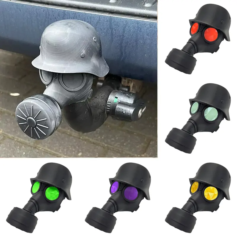 3D Printed Trailer Hitch Ball Cover With Steel Helmet And Gas Mask Trailer Hitch Cover Prevent Dust Plug Cover Car Accessories