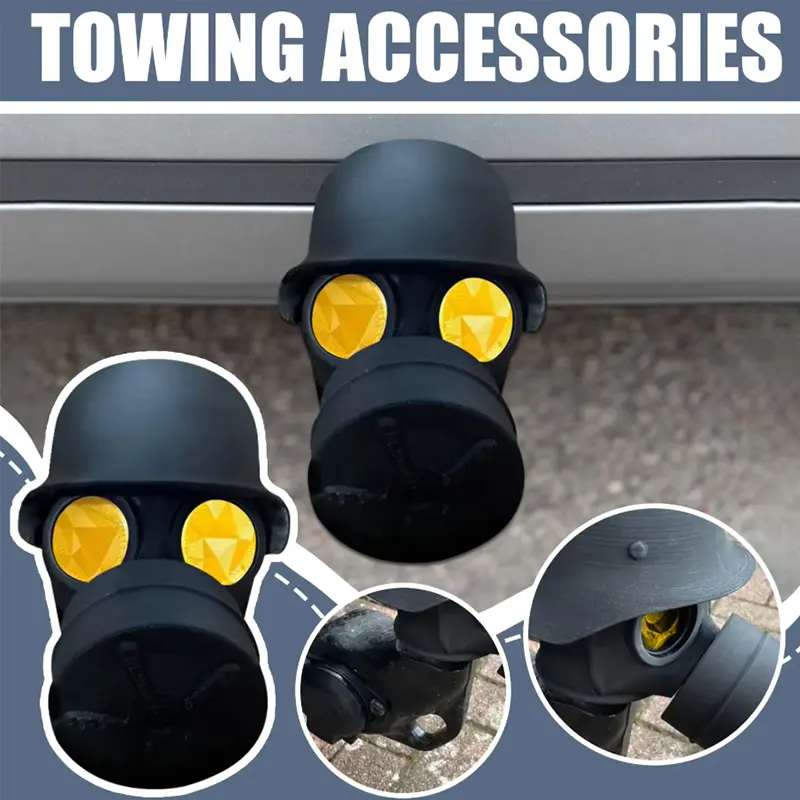 3D Printed Trailer Hitch Ball Cover With Steel Helmet And Gas Mask Trailer Hitch Cover Prevent Dust Plug Cover Car Accessories