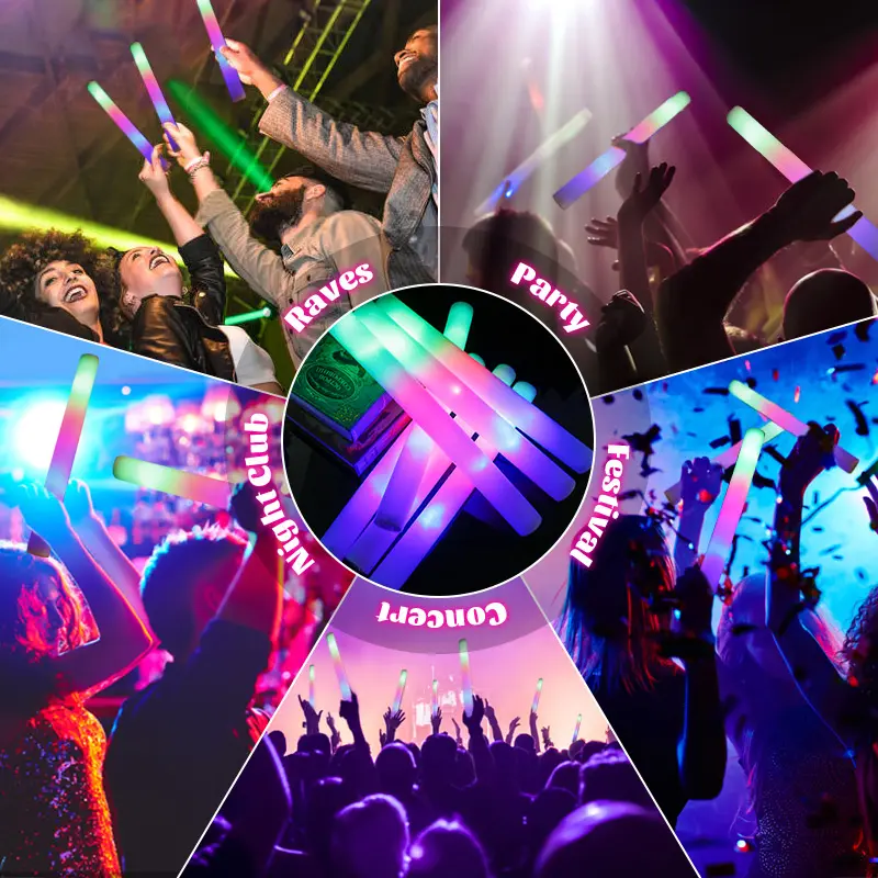 LED Glow Sticks LED Luminous Rod Colorful Sponge Fluorescent Stick Support for Celebrity Concerts Fluorescent Props Flash Stick