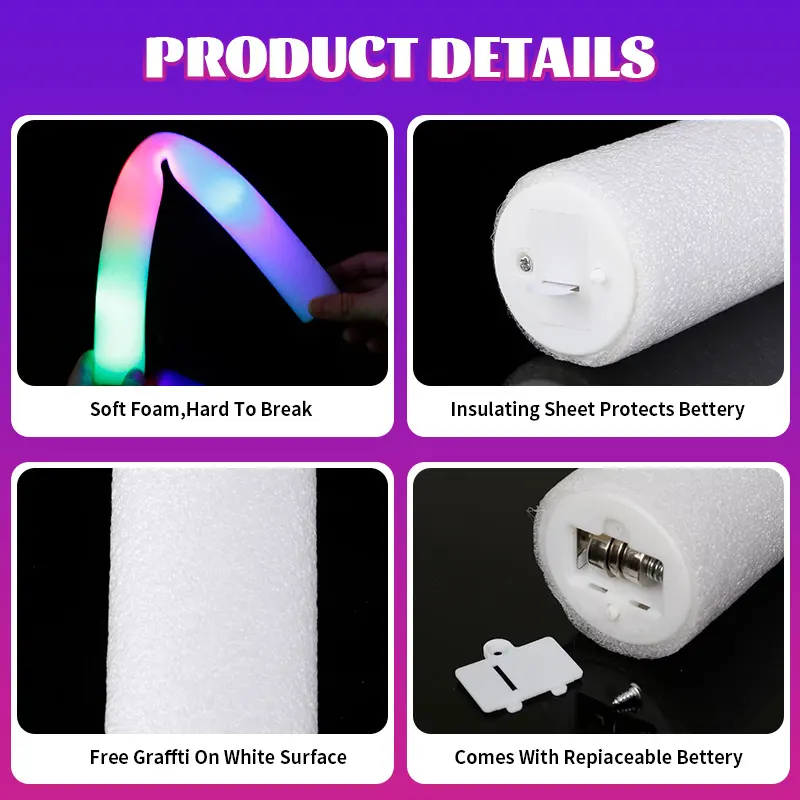 LED Glow Sticks LED Luminous Rod Colorful Sponge Fluorescent Stick Support for Celebrity Concerts Fluorescent Props Flash Stick