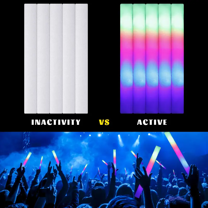 LED Glow Sticks LED Luminous Rod Colorful Sponge Fluorescent Stick Support for Celebrity Concerts Fluorescent Props Flash Stick