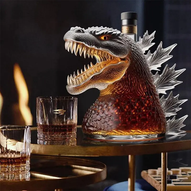 330ML Whiskey Awakening Bottle Dinosaur Monster Statue Glass Bottle Decor Festival Birthday Gifts For Father Boyfriend Friends