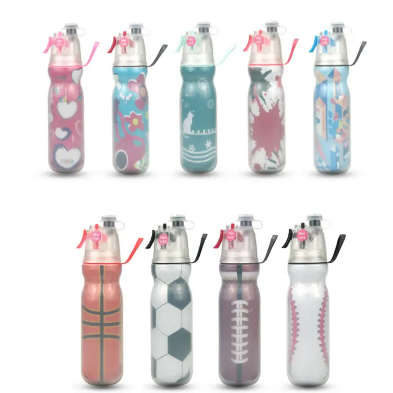 Spray Cooling Water Cup 3 In 1 Double Insulated Cup Outdoor Sports Portable Anti Falling Water Cup Creative Birthday Party Gift