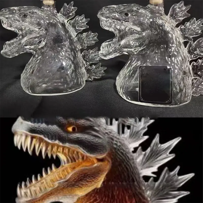 330ML Whiskey Awakening Bottle Dinosaur Monster Statue Glass Bottle Decor Festival Birthday Gifts For Father Boyfriend Friends