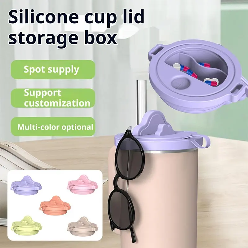 For Stanley Water Cup Accessories 40oz Multi Functional Storage Box Phone Stand Dustproof Leak Proof Silicone Straw Cup Lid