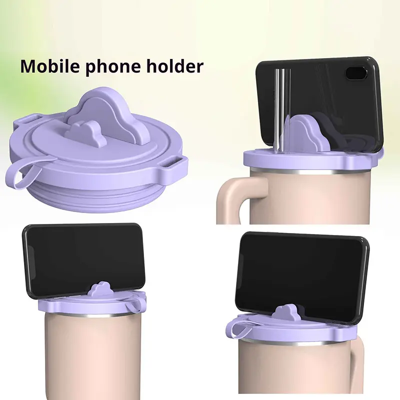 For Stanley Water Cup Accessories 40oz Multi Functional Storage Box Phone Stand Dustproof Leak Proof Silicone Straw Cup Lid