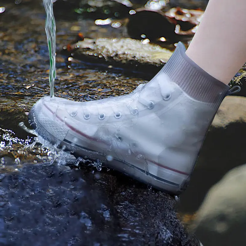 Silicone Waterproof Rain Shoe Cover Men Women Anti Slip Thickened Rain Boots Midsole Shoe Cover Outdoor Protective Shoe Cover