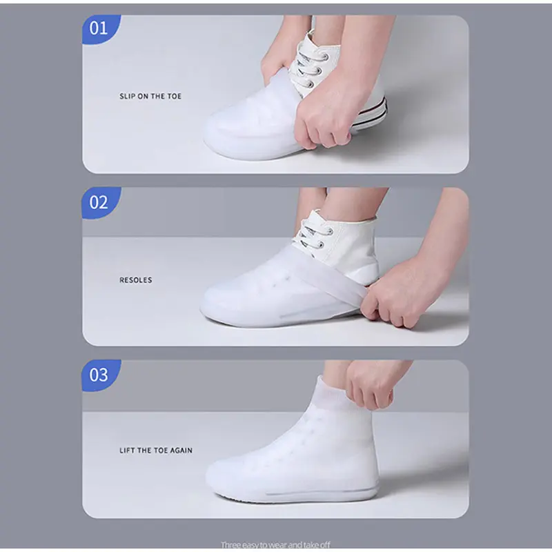 Silicone Waterproof Rain Shoe Cover Men Women Anti Slip Thickened Rain Boots Midsole Shoe Cover Outdoor Protective Shoe Cover