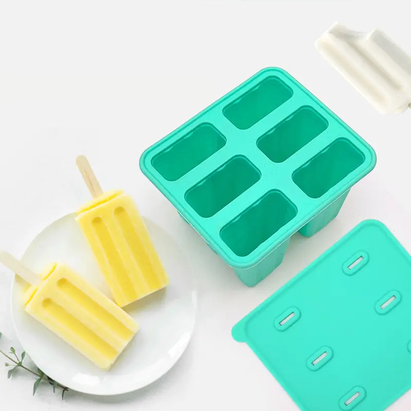 6-grid Ice Cream Mold With Silicone Tape Cover Reusable Oval Shaped Popsicle Easy Demolding Mold DIY Ice Cream Baking Mold