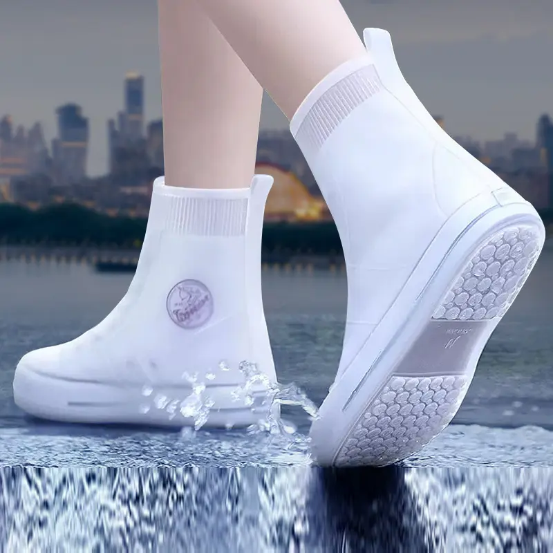 Silicone Waterproof Rain Shoe Cover Men Women Anti Slip Thickened Rain Boots Midsole Shoe Cover Outdoor Protective Shoe Cover