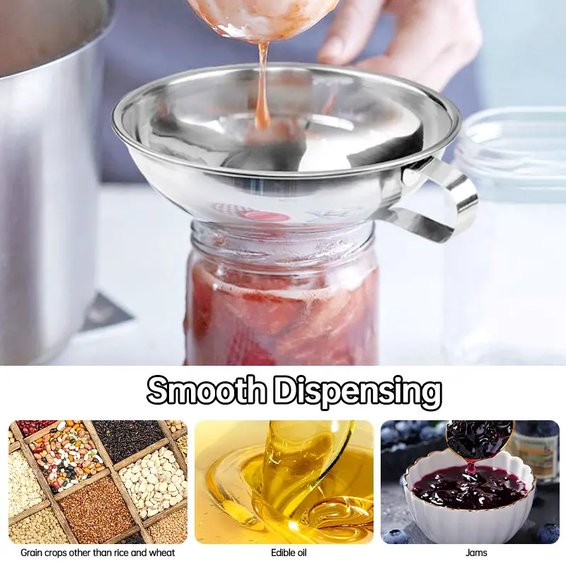 1/2pcs Stainless Steel Kitchen Wide Mouth Funnel Set Salad Dressing Jam Large Diameter Funnel For Filling Bottle Oil Tool 2 Size