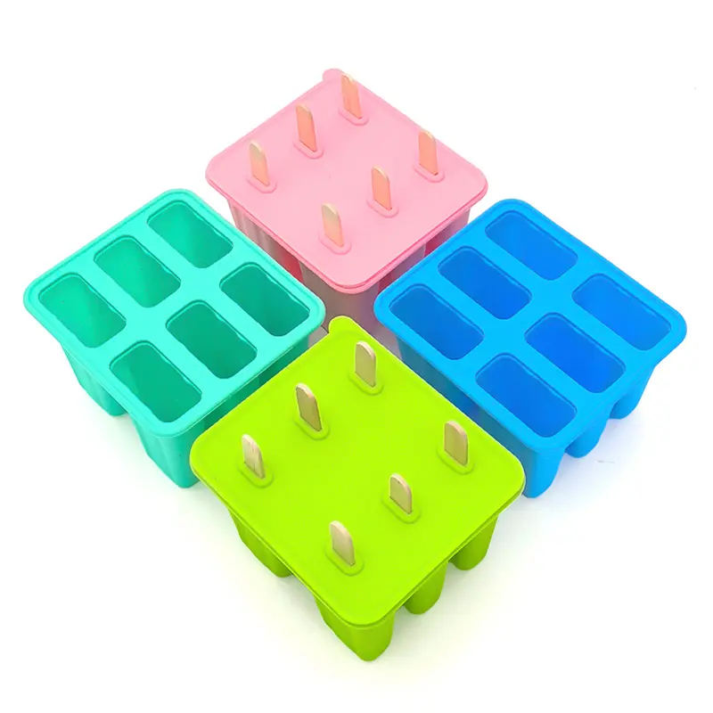 6-grid Ice Cream Mold With Silicone Tape Cover Reusable Oval Shaped Popsicle Easy Demolding Mold DIY Ice Cream Baking Mold