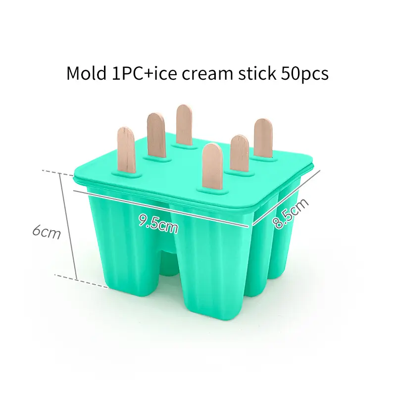 6-grid Ice Cream Mold With Silicone Tape Cover Reusable Oval Shaped Popsicle Easy Demolding Mold DIY Ice Cream Baking Mold
