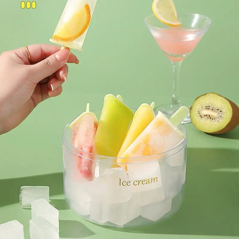 8-grid Silicone Popsicle Ice Cream Mold Handmade DIY Ice Cream Mold Tape Cover Reusable Oval Shaped Ice Cream Easy Demolding
