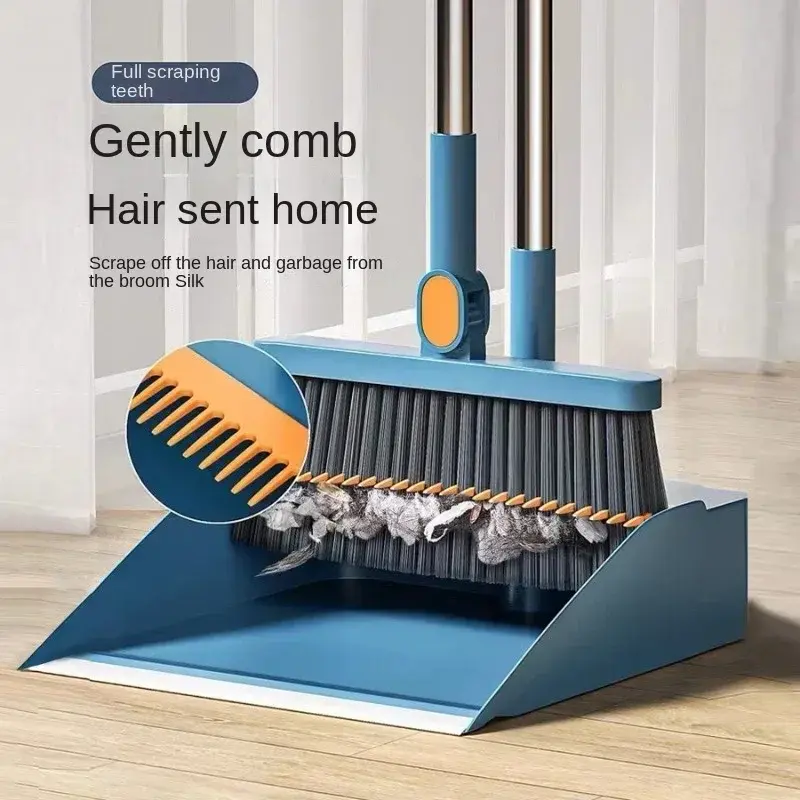 Kitchen Office New Folding Broom  Dustpan Set 180 ° Rotating Broom Storage Cleaning Tools Non-stick Hair Dry Wet Dual-use Broom