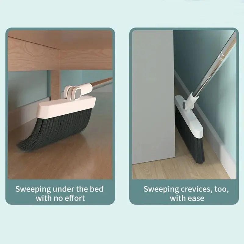 Kitchen Office New Folding Broom  Dustpan Set 180 ° Rotating Broom Storage Cleaning Tools Non-stick Hair Dry Wet Dual-use Broom