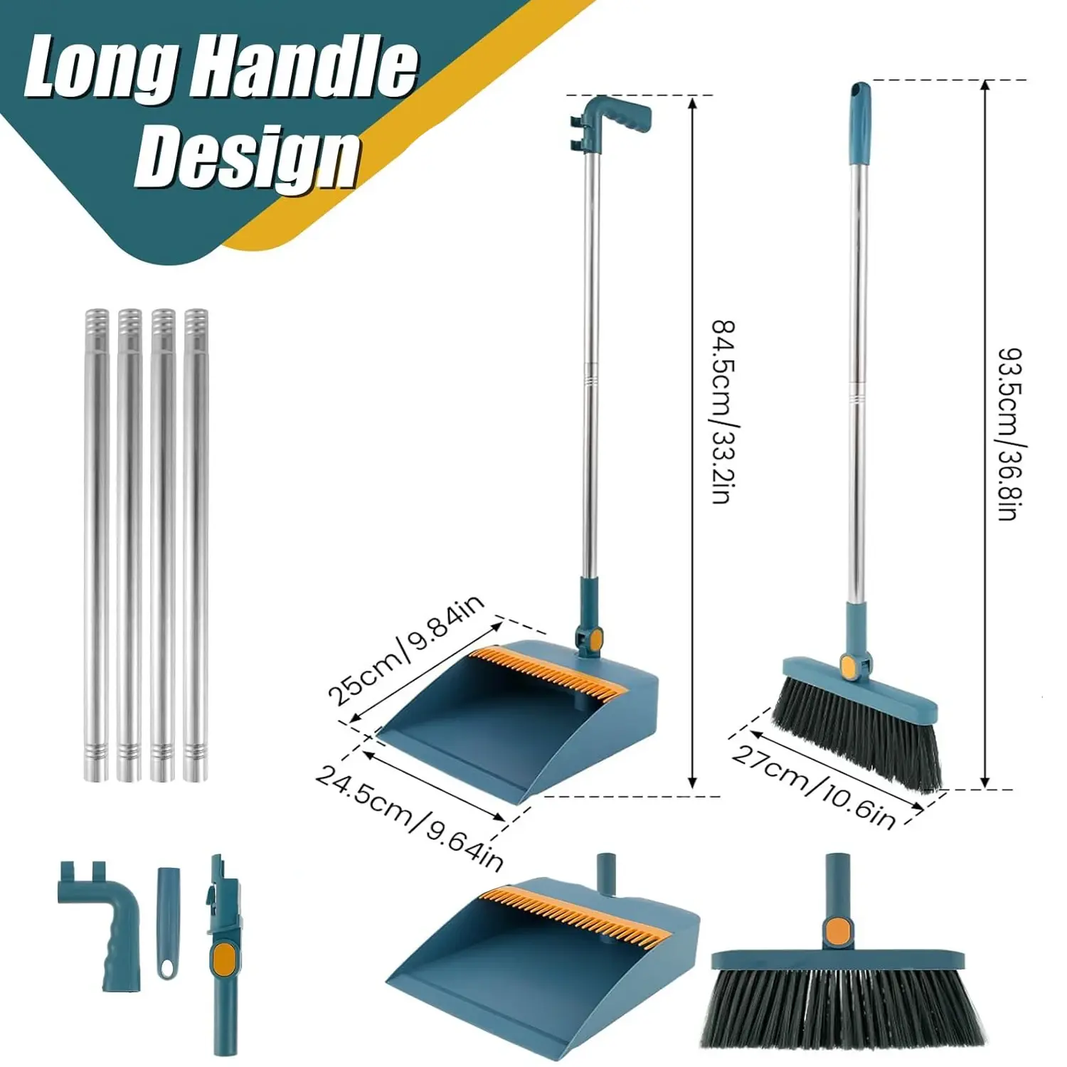 Kitchen Office New Folding Broom  Dustpan Set 180 ° Rotating Broom Storage Cleaning Tools Non-stick Hair Dry Wet Dual-use Broom