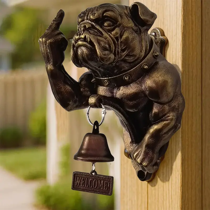 Funny Vertical Middle Finger Bulldog Doorbell Bulldog Design Rustic Cast Iron Doorbell Dog Funny Dog Door Ring Hanging Ornament