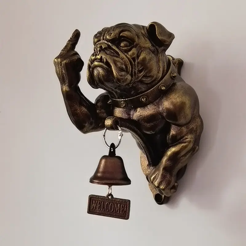 Funny Vertical Middle Finger Bulldog Doorbell Bulldog Design Rustic Cast Iron Doorbell Dog Funny Dog Door Ring Hanging Ornament