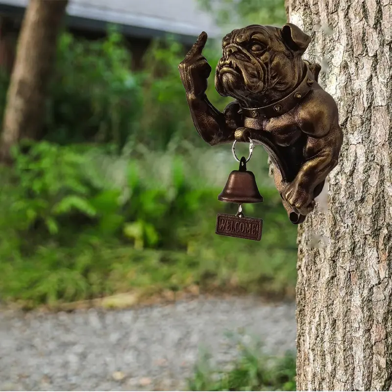 Funny Vertical Middle Finger Bulldog Doorbell Bulldog Design Rustic Cast Iron Doorbell Dog Funny Dog Door Ring Hanging Ornament