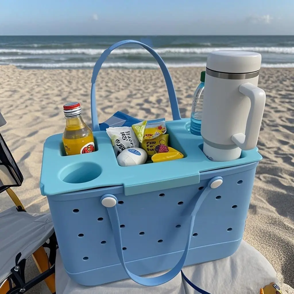 EVA Top Cup Phone Holder Tray Beach Bag For Bogg Fit For Stanley Cup Soft Waterproof For Bogg Bag Cover Divider Cup Holder Tray