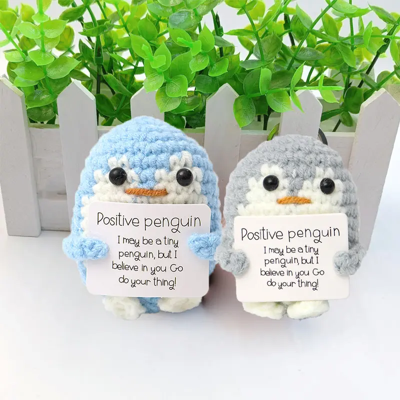 Fun Crochet Positive Energy Eggplant Bee Owl With Card Cartoon Doll Hand Woven Doll Pendant Accessories Christmas New Year Gifts