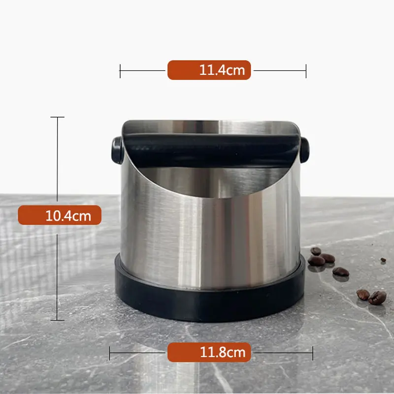 Stainless Steel Coffee Knock Box Anti Slip Coffee Grinding Tapping Powder Residue Inclined Handle Tapping Residue Container
