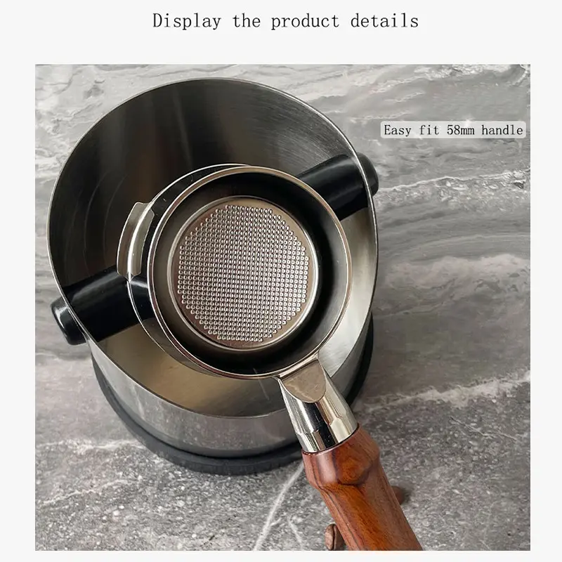 Stainless Steel Coffee Knock Box Anti Slip Coffee Grinding Tapping Powder Residue Inclined Handle Tapping Residue Container