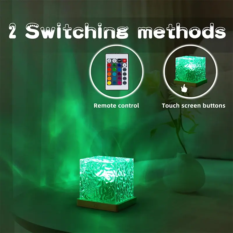 LED Light Dynamic Water Ripple Night Light Bedroom Ambient Light Wall Gaming Room Decor 16 Color Projector Lamp USB Remote Cool