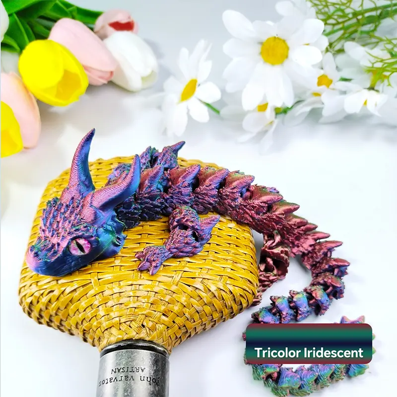 3D Printing Simulation Eyes Double Horned Dragon Ornament Joint Movable Hinge Double Horned Dragon Crafts Festival Kid Gift