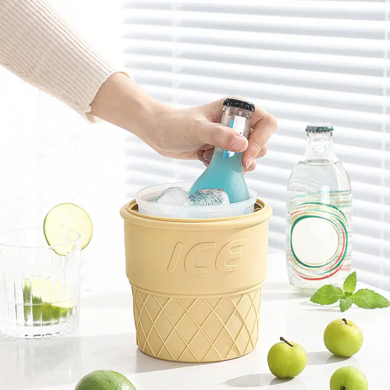 Silicone Ice Bucket Ice Cream 2-layer With Lid Beverage Champagne Red Wine Beer Ice Bucket Home Quickly Make Cold Ice Cube Mold