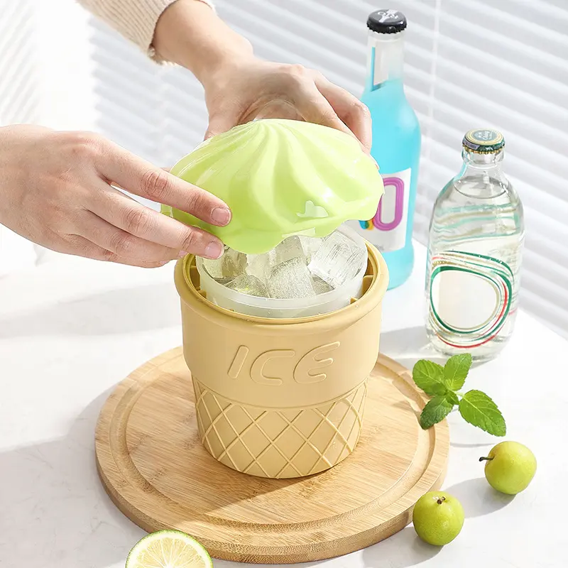 Silicone Ice Bucket Ice Cream 2-layer With Lid Beverage Champagne Red Wine Beer Ice Bucket Home Quickly Make Cold Ice Cube Mold