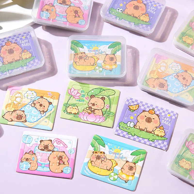5/10pcs Cartoon Mini Capybara Paper Puzzle Box  Children's Puzzle DIY Puzzle Board Gift Hand Eye Coordination Exercise Cardboard